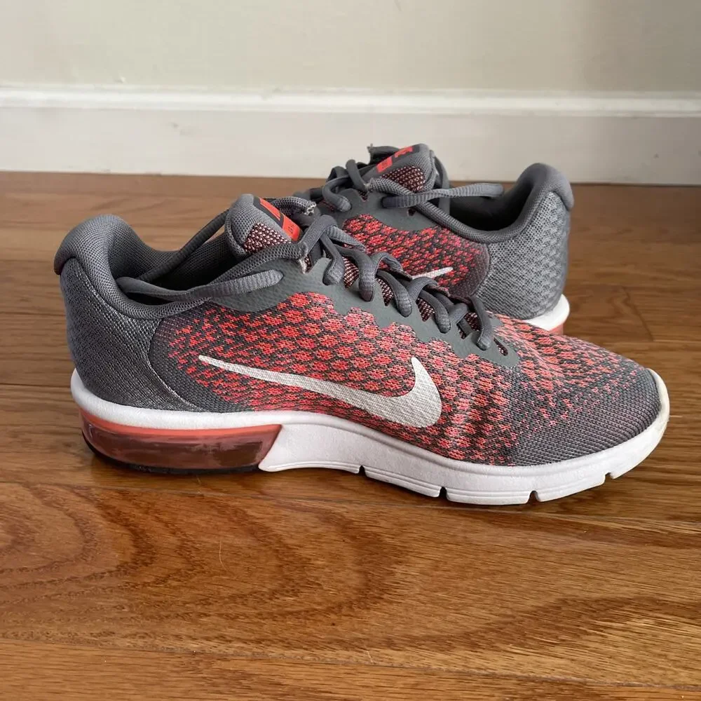 Nike Air Max Sequent 2 Womens 9.5 Gray Pink Running Sneakers 852465-003